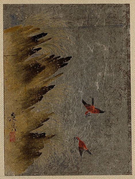 Birds and Jutting Rocks-Shibata Zeshin, Poster Print