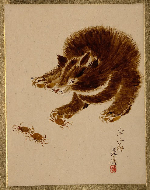 Bear and Crabs-Shibata Zeshin, Poster Print