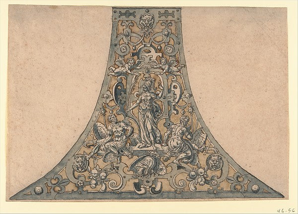 Design for a Powder Flask c1540–90-Anonymous, German, 16th cen,16x12"(A3) Poster