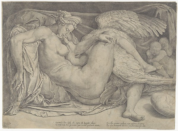 Leda and the Swan 1544–66-Cornelis Bos,After Michelangelo Buo,16x12"(A3)Poster