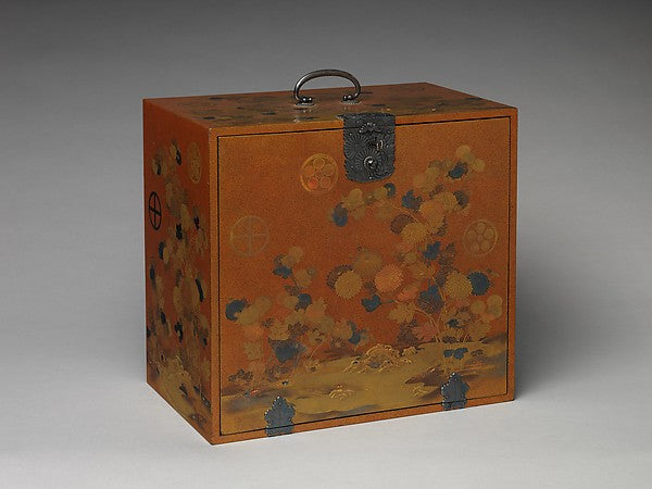 Cabinet with Design of Chrysanthemum by a Stream 19th cent,Classic Ming China Image, Poster Print Wall Art