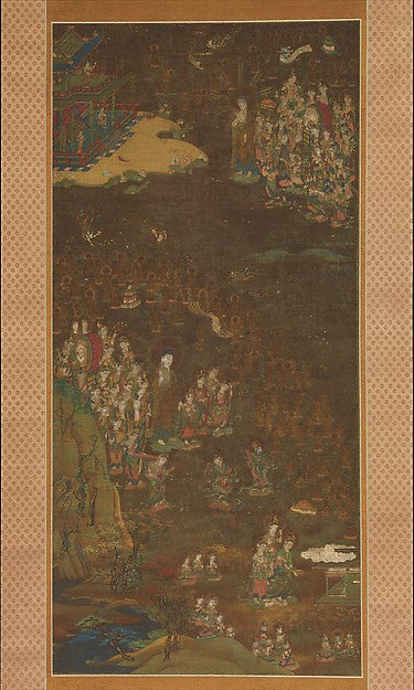 Descent and Return of Amida to Western Parad,Classic Ming China Image, Poster Print Wall Art