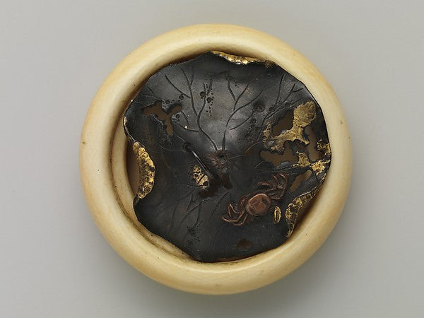 Netsuke in the Shape of Crab on a Lotus Leaf 19th cent, Poster Print Wall Art