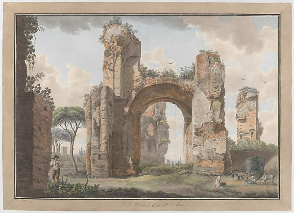 Interior of the Baths at Caracalla c1780-Giovanni Volpato, Abr, Poster Print Wall Art