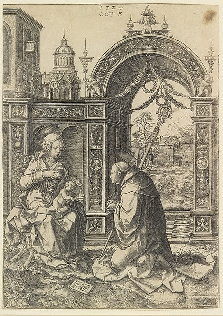 St. Bernard Adoring the Christ Child October 5, 1524-Dirck Vel,16x12"(A3)Poster
