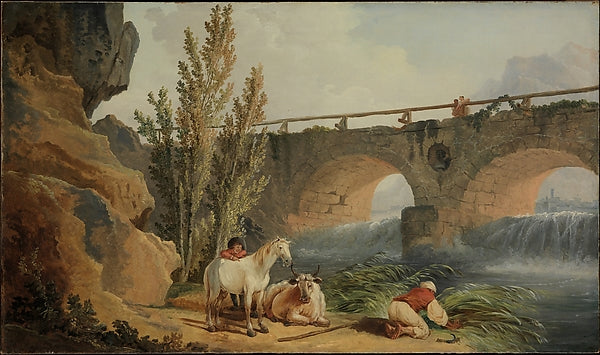 Hubert Robert:Bridge over a Cascade -16x12"(A3) Poster