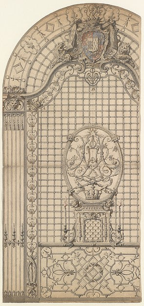 Design for the Wrought-Iron Entrance Grille of a Chapel c1700–, Poster Print