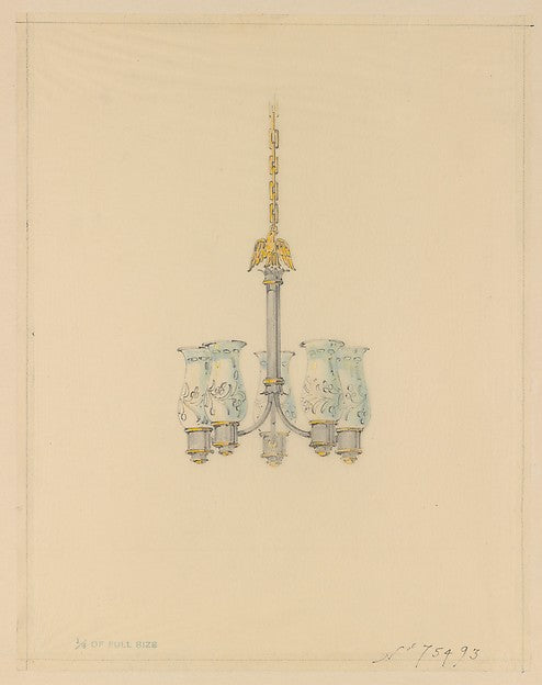 Design for hanging fixture c1905–20 Possibly Tiffany Glass Com, Poster Print Wall Art