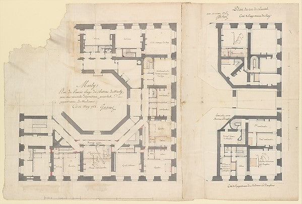 Plans of the Ground and First Floors of the Chateau of Marly 1,16x12"(A3)Poster