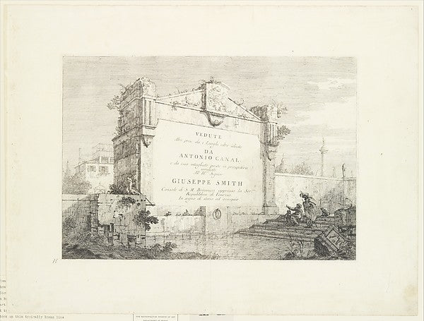 Title page with a large wall of a classical ruin with a figur,16x12"(A3) Poster