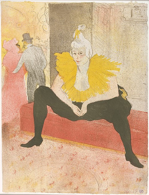 The Seated Clowness 1896-Henri de Toulouse-Lautrec,16x12"(A3) Poster