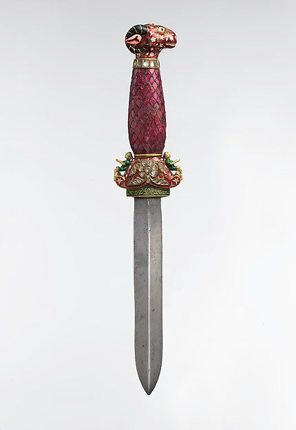 :Jeweled and Enameled Ram's Head Dagger 18th–19th century-16x12"(A3) Poster
