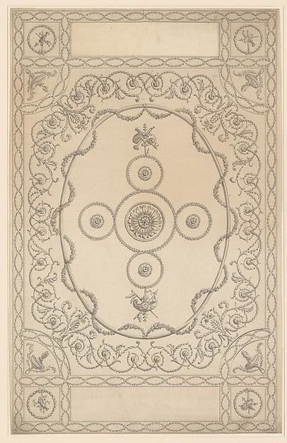 Design for a Ceiling an Oblong with an Oval Center 1743–96-Si, Poster Print