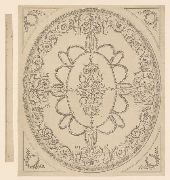Design for a Ceiling an Oval within a Square having a Criss-, Poster Print