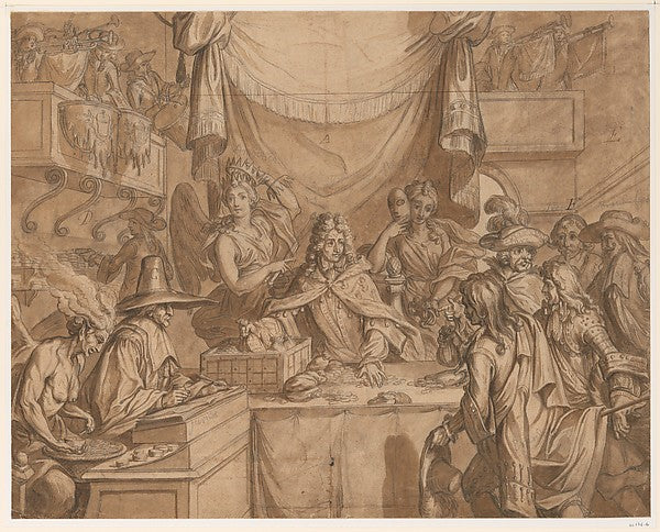 Study for an engraving - "Almanac pour l'an de Bissexte M.DC.X, Poster Print Wall Art