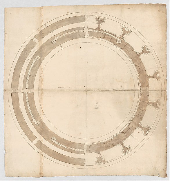 St. Peter's drum plans at two levels blank early to mid-16, Poster Print Wall Art