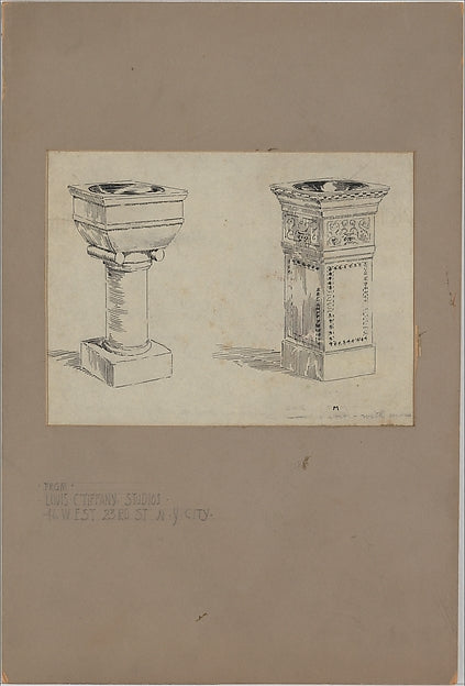 Design for baptismal fonts late 19th–early 20th cent Tiffany S, Poster Print Wall Art