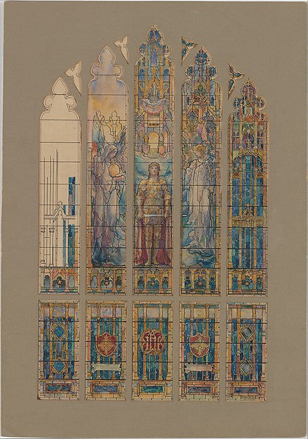 Design for memorial window 1917 Tiffany Studios-Frederick Wils, Poster Print Wall Art