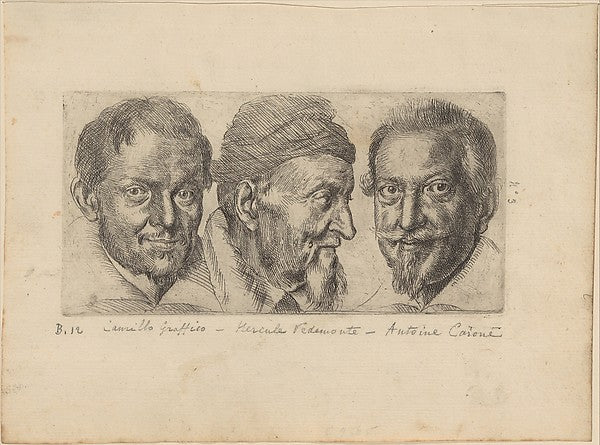 Three portraits possibly representing Camillo Graffico Ercole, Poster Print Wall Art