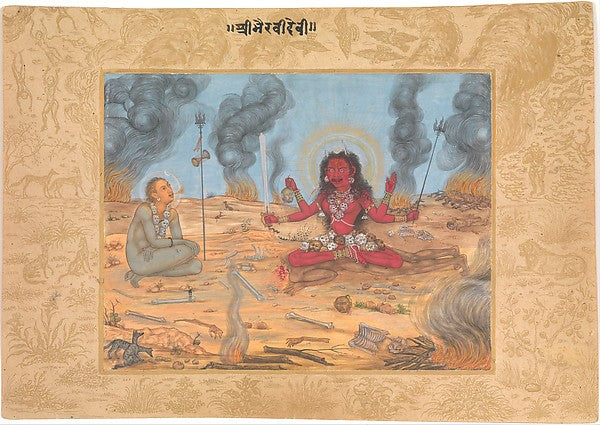 Attributed to Payag:The Goddess Bhairavi Devi with Shiva c16-16x12"(A3) Poster