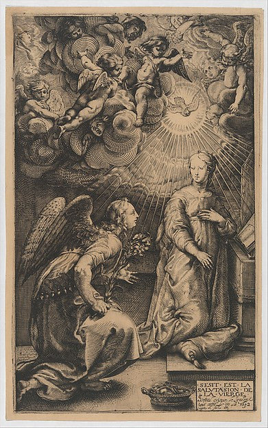 The Annunciation 1632-Israël Crispin le Jeune, After Hendrick ,16x12"(A3)Poster