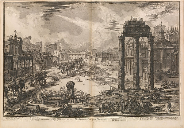 View of the Campo Vaccino [Roman Forum with the Temple of Cast, Poster Print Wall Art