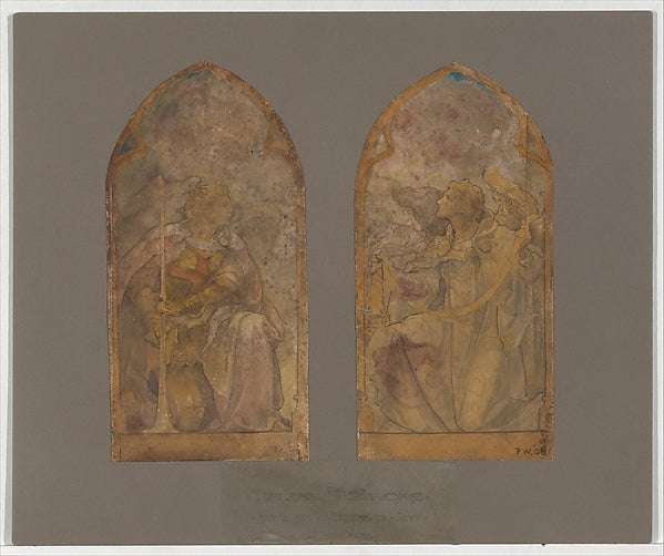 Design for double window c1908 Tiffany Studios-Frederick Wilso, Poster Print Wall Art