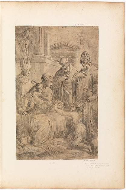 Holy Family with Saints c1550–54-Andrea Schiavone c1510?–156, Poster Print Wall Art