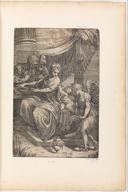 Holy Family with Angel c1550–53-Andrea Schiavone c1510?–1563, Poster Print Wall Art