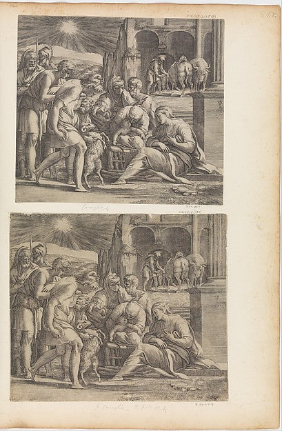 The Adoration of the Shepherds n.d.-Engraved by Giovanni Jacop,16x12"(A3)Poster