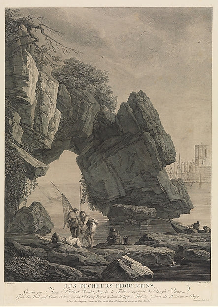 Anne-Philiberte Coulet , After Joseph Vernet:Les Pecheurs Fl-16x12"(A3) Poster