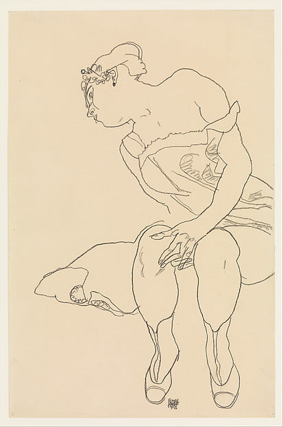Egon Schiele - Seated Woman in Corset and Boots 1918, Poster Print Wall Art