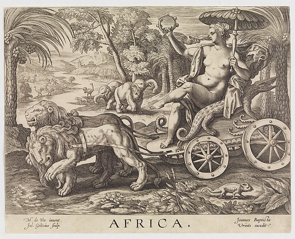 Julius Goltzius , After Maerten de Vos:Africa from The Four -16x12"(A3) Poster