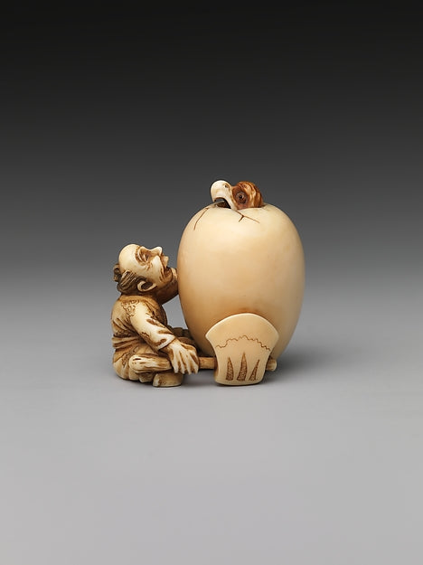Netsuke of a Man and an Egg 19th cent, Poster Print