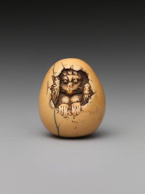 Netsuke of Bird in an Egg 19th cent, Poster Print