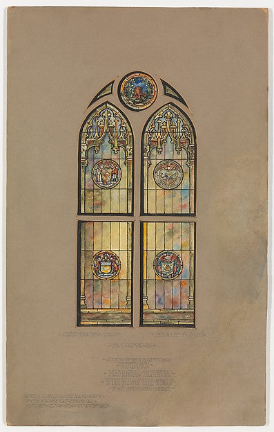 Design for double lancet window late 19th–early 20th cent Tiff, Poster Print Wall Art