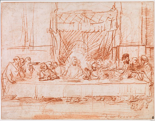 Rembrandt:The Last Supper after Leonardo da Vinci 1634–35-16x12"(A3) Poster