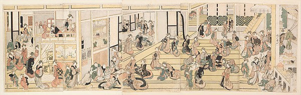 New Year's Day at thegiya Brothel Yoshiwara c1804-Katsushik, Poster Print Wall Art