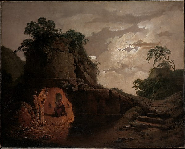Joseph Wright:Virgil's Tomb by Moonlight with Silius Italicu-16x12"(A3) Poster