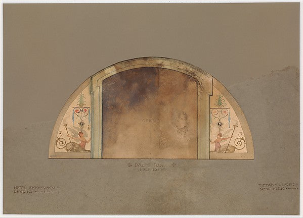 Design for lunette for Palm Room Hotel Jefferson Peoria late, Poster Print Wall Art