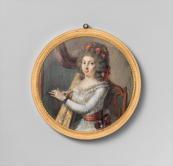 Joseph Marie Bouton , 1768–1823):A Woman Playing a Harp -16x12"(A3) Poster