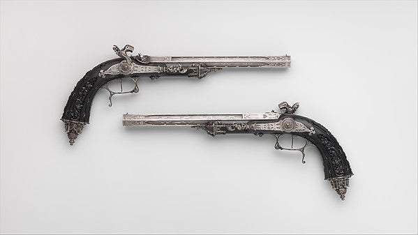 Pair of Percussion Target Pistols Made for Display at the 1844, Poster Print Wall Art