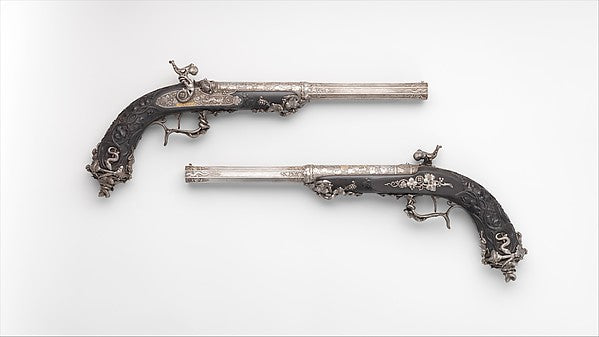 Pair of Percussion Target Pistols Made for Display at the Crys, Poster Print Wall Art