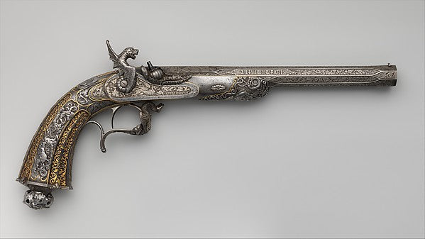 Percussion Exhibition Pistol dated 1851, Poster Print Wall Art