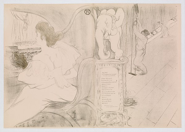 At the Curtain 1895-Henri de Toulouse-Lautrec,16x12"(A3) Poster