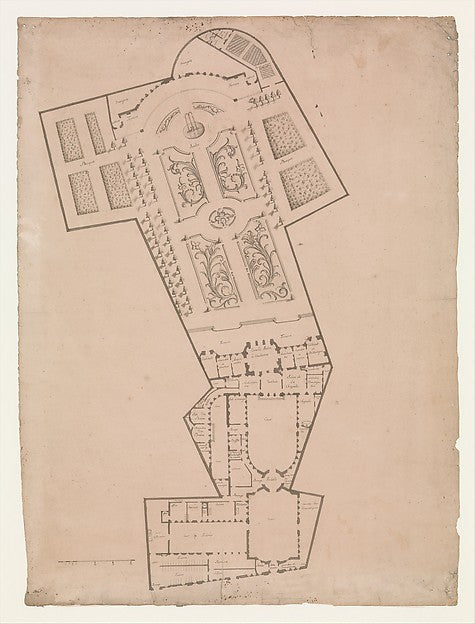 Plan of a Hotel and Garden late 17th–early 18th cent-Anonymous,16x12"(A3)Poster