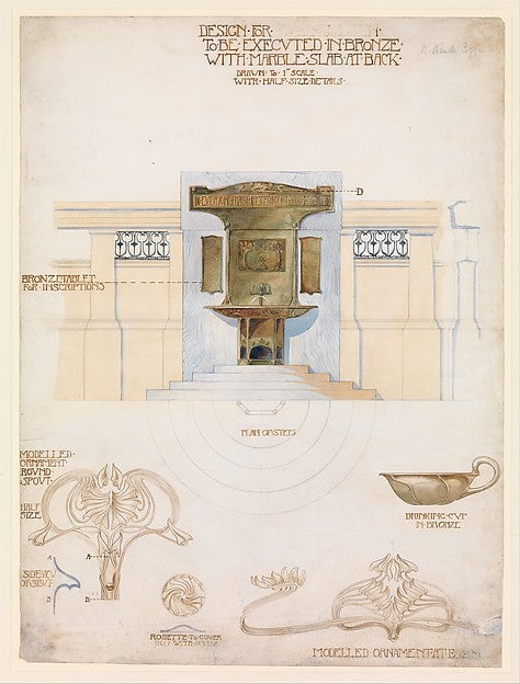 Design for a Fountain to be Executed in Bronze with a Marble S, Poster Print