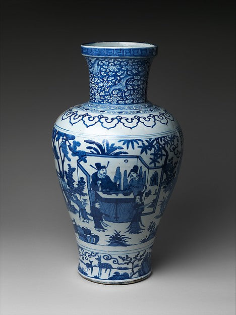 Vase with Poet Zhou Dunyi dated 1587, Poster Print Wall Art