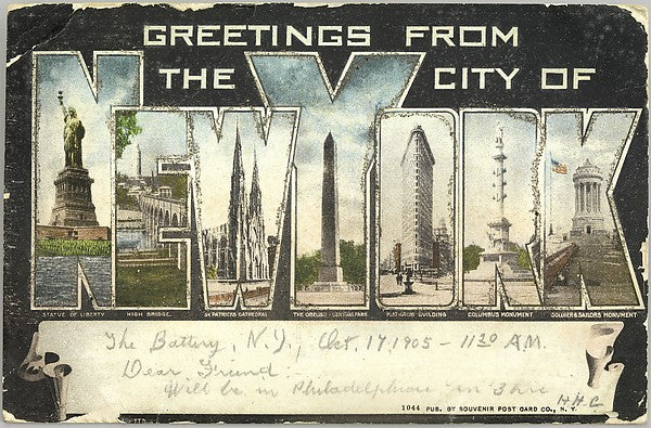 Greetings from the City of New York Postcard c1905-, Poster Print Wall Art
