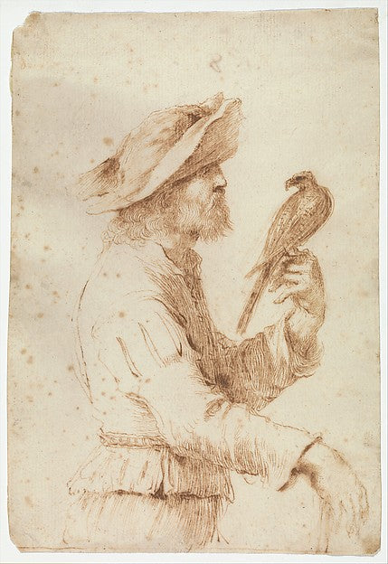 Follower of Guercino:A Falconer in Profile to the Right c164-16x12"(A3) Poster
